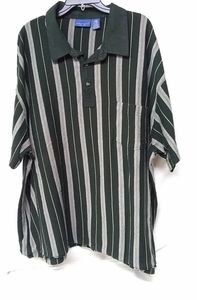 TownCraft Mens Shirt Short Sleeve Polo Rugby 4XL/58 Green White Yellow Stripe